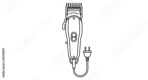 Electric hair clipper with power cord line art icon