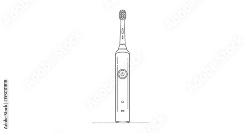 Electric toothbrush line art illustration on white background
