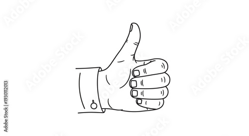 Hand showing thumbs up gesture in black line art