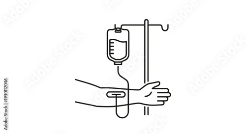 Human arm receiving intravenous fluid from medical IV drip