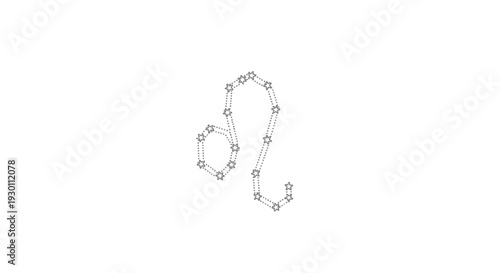 Leo zodiac constellation symbol made of stars on white background