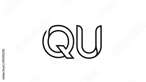 Sleek logo design for letters Q and U utilizes fluid black outlines and a minimalist style suitable for corporate branding.