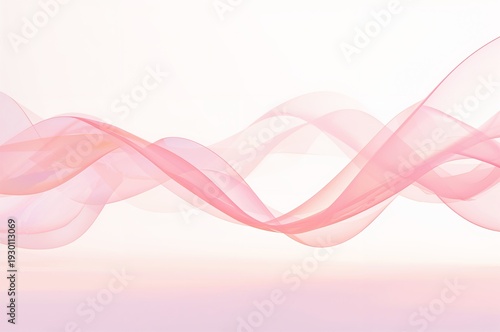 Ethereal Pink and Peach Translucent Waves Flowing Abstractly on Soft Gradient Background.