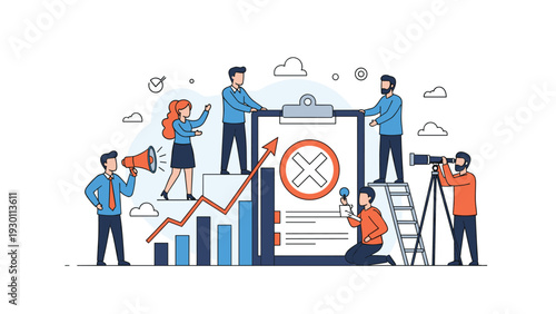 Professional audit team conducting a thorough inspection and evaluation to identify and correct business errors.