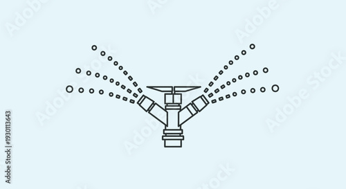 Garden Sprinkler Watering System Line Illustration