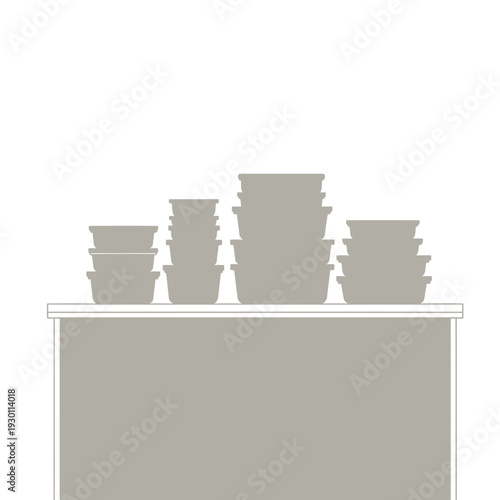 Stacked bowls on a kitchen counter