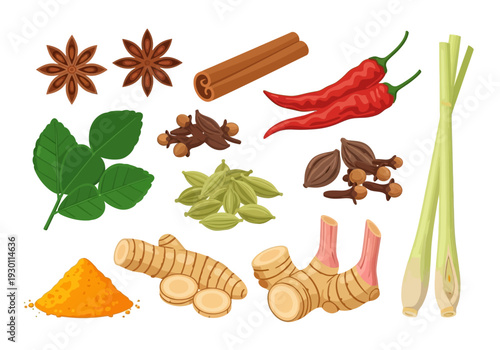 Assorted Spices and Herbs for Cooking.