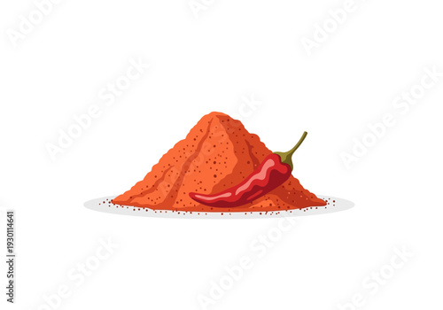 Pile of Red Chili Powder with Pepper.
