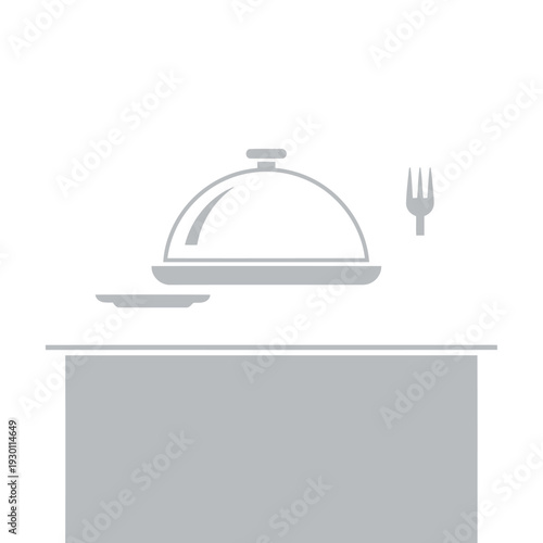 Food Service Setup with Covered Dish and Utensil