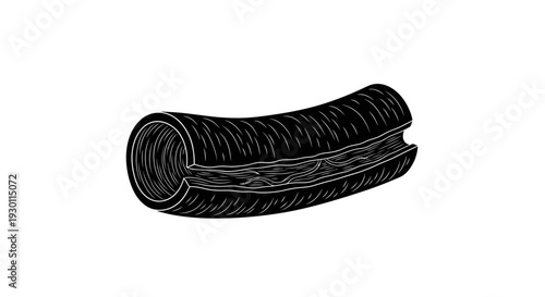 Detailed black and white illustration of human blood vessel anatomy showing internal layered