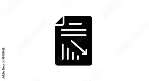 Visual representation of financial data decline and negative market trends on a report document icon
