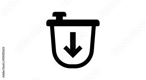 Minimalist black icon featuring a container with downward arrow for digital filtering or input