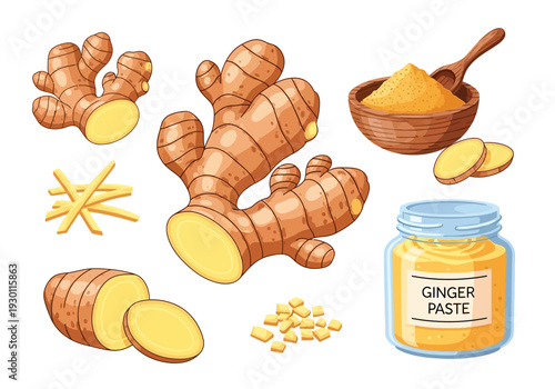 Fresh Ginger Roots and Ginger Paste.