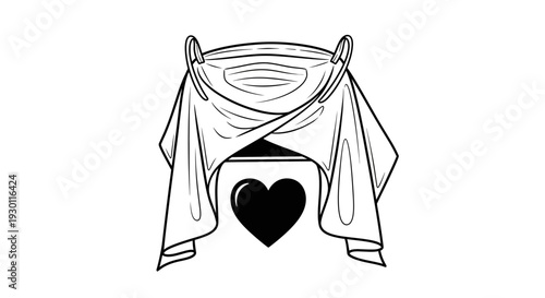 Protective shield for compassion: a minimalist line art illustration combining a face mask with a
