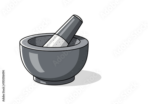 Mortar and Pestle Illustration Kitchen Tool.