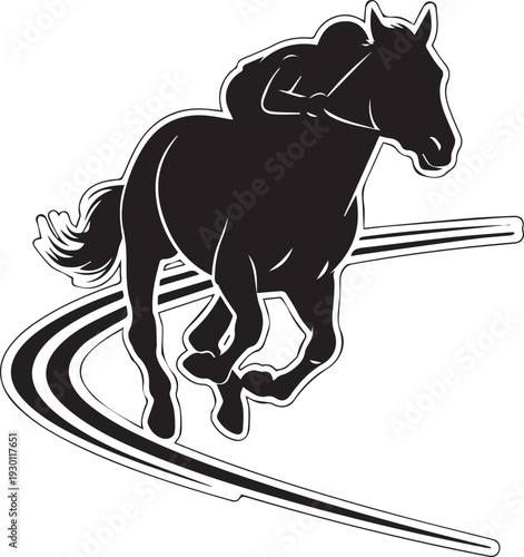 Dynamic horse racing silhouette vector illustration speed line art for equestrian sports