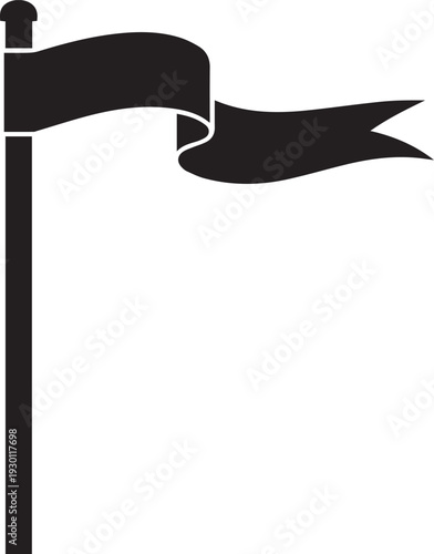 Flag on pole vector silhouette illustration, banner, ribbon, pennant, marker, for sports, events, celebration, announcement