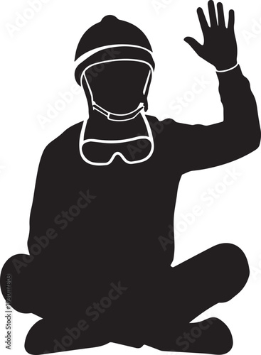 Jockey portrait with goggles silhouette vector illustration line art for equestrian racing
