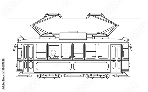 Vector illustration of a side view cable car