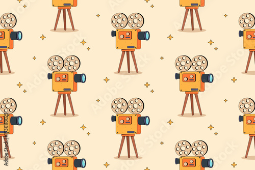 Vintage Film Camera Seamless Pattern