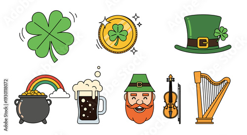 St Patrick's Day Icon Set Vector