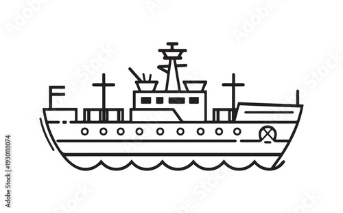 Vector illustration of a cargo ship or freighter boat icon