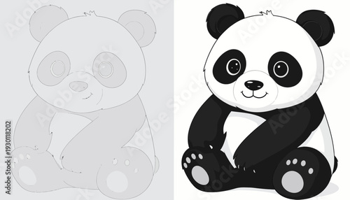 Cute Panda Bear Cartoon Illustration