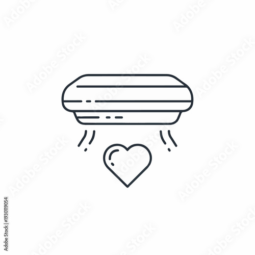 Air conditioner with a heart symbol, symbolizing air conditioning and caring for your health and the environment.