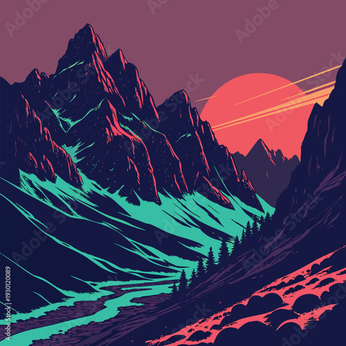 mountain landscape vector illustration