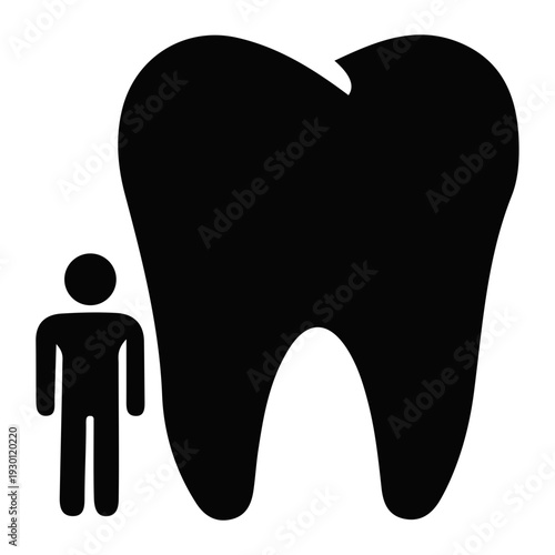 Visualizing the monumental significance of oral structures, this graphic contrasts a person with a giant molar, promoting awareness for vital dental and cellular health practices