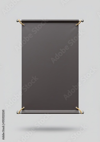 Dark Scroll: Elegant 3D Render, Gold Accents