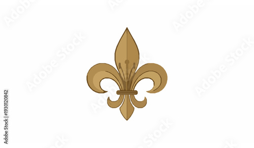 Gold royal fleur de lis lily emblem vector with classic heraldic luxury ornament on white background