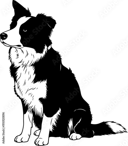 Border collie silhouette vector illustration