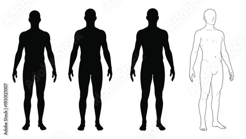 Human silhouettes in different formats isolated on white background, Vector