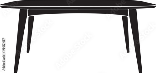 Black table with four tapered legs four legs furniture