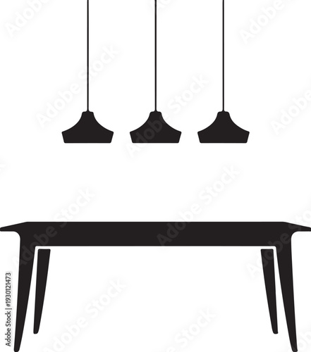 Black table with three pendant lights furniture lighting