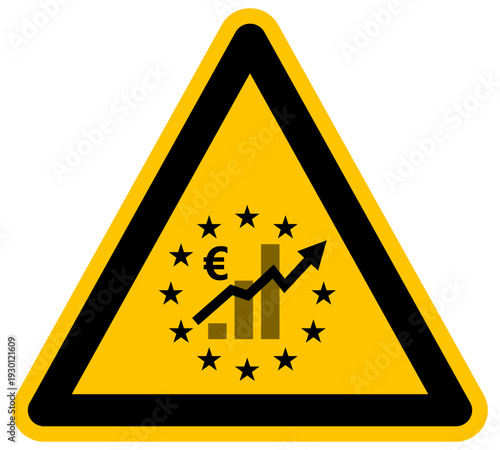 Señal de advertencia de inflación economía europea y euro gráfico ascendente ilustración vectorial