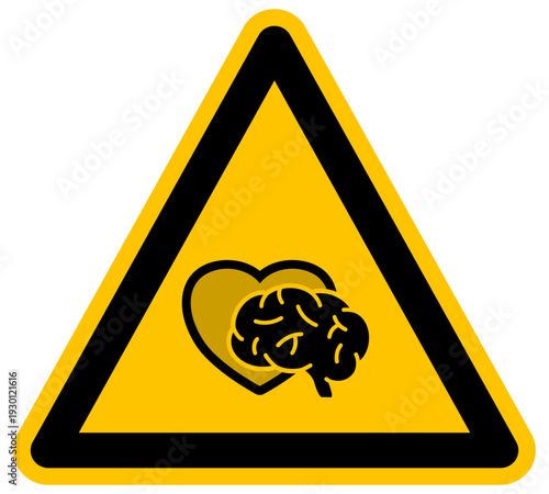 Señal de advertencia de salud mental conexión entre corazón y cerebro ilustración vectorial