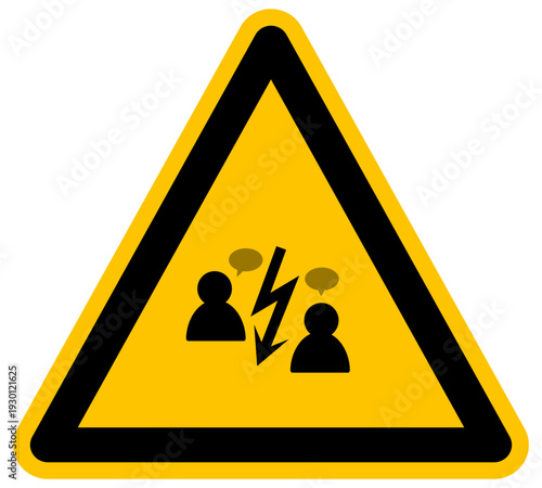 Señal de advertencia de discusión o conflicto de comunicación entre personas ilustración vectorial