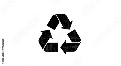 Sustainable Technology and Electronic Waste Recycling Cycle Icon Representing E-Waste Management