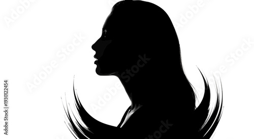 Elegant profile silhouette with artistic brushstroke accent symbolizing introspection and natural