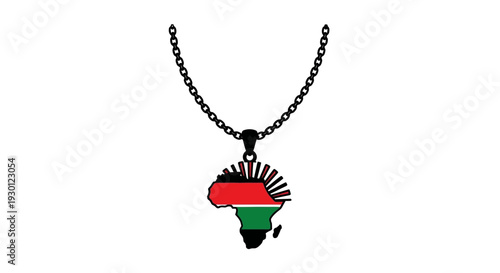 Pan-African solidarity necklace with continent map pendant showcasing vibrant colors and rising
