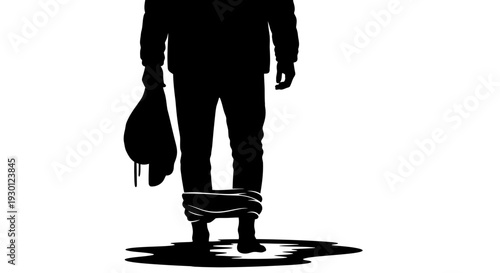 Illustrative silhouette depicting an embarrassing moment with pants around ankles and a mysterious