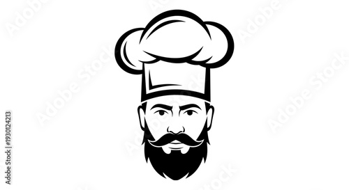 Bearded Man Wearing Chef Hat.
