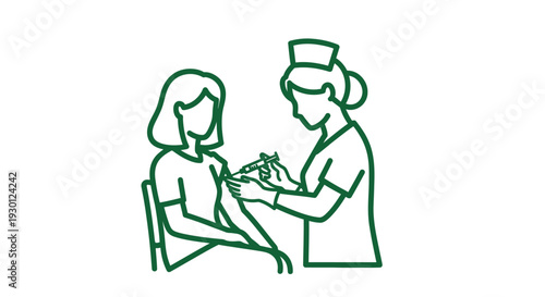 Nurse giving vaccination to patient.