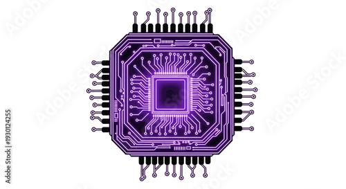 Purple Microchip Electronic Circuit Board.