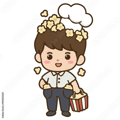 Cute Boy With Popcorn Hat
