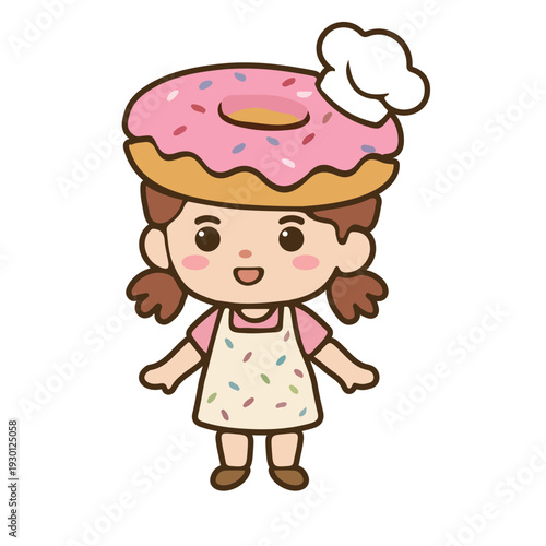 Girl Wearing Donut Hat and Apron
