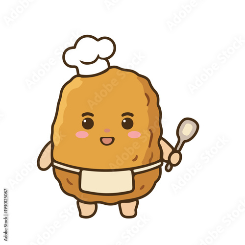 Cute Chicken Nugget Chef Illustration