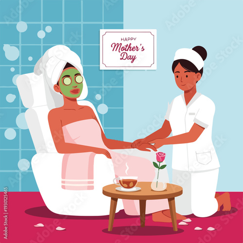 Illustration of a woman at a spa, receiving a massage treatment